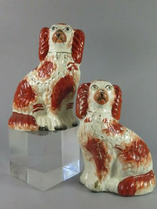 Antique Staffordshire Flatback Wally Dugs Wally Dogs Liver Coloured Spaniels