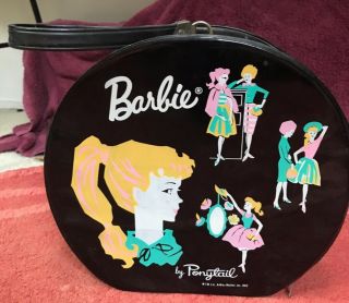 Vintage 1962 Mattel Barbie Ponytail Round Hat Box Doll Accessory Carrying Case