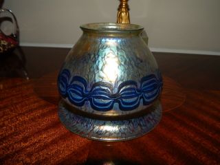 Loetz Papillon Oil Spot Guilloche Art Glass Art Nouveau Lamp Shade Handel Era