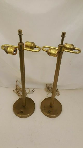 Vintage Mid Century Modern Walter Von Nessen Brass Table Lamps York Ny 21 "
