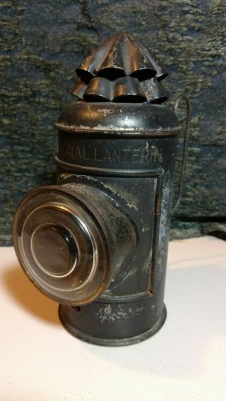 Antique Boat Signal Kerosene Lantern With Burner And Wick And Fresnel Lens