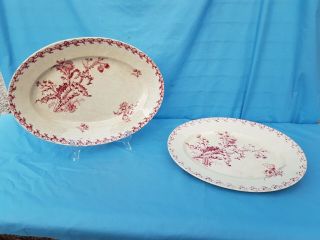 Antique French: Gien Opaque Porcelain,  Circa 1900,  Model With Thistles,  2 Platters