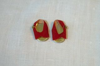 Vintage Madame Alexander Kin Fuzzy Red Sandals With Gold Embellishment