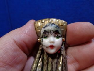 Antique Egyptian Revival Face Brooch Pin.  Box - L