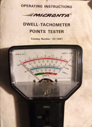 Micronta Dwell Tachometer Points Tester 22 - 1641 Radio Shack Vintage Tune - Up