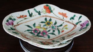Antique Chinese Porcelain Altar Dish W/bold Flowers Tongzhi/guangxu Qing 19th