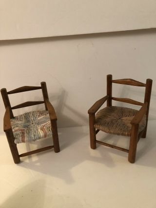 Two Vintage Wooden Doll Chairs