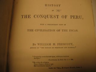 Antique Leather Bound Book Histor of the Conquest of Peru W.  H.  Prescott 7