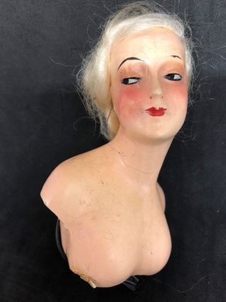 Antique Boudoir Doll Head Bust Pretty Woman Lady Figurine Sculpture