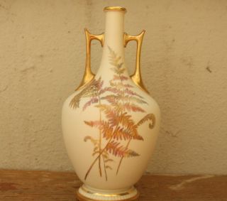 Antique Victorian Royal Worcester Bud Vase 1890 Gilded And Brightly Coloured