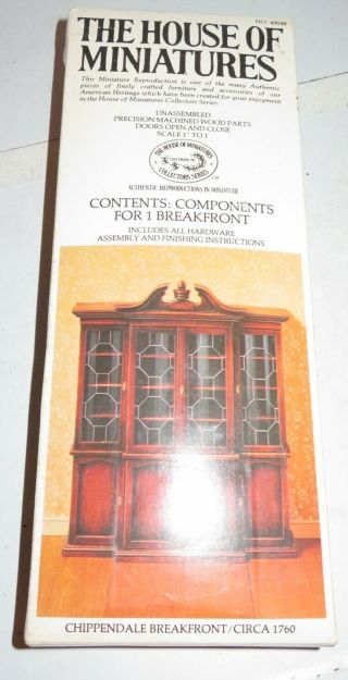 X - ACTO House Of Miniatures Chippendale Breakfront Kit 40048 Circa 1760 Started 2