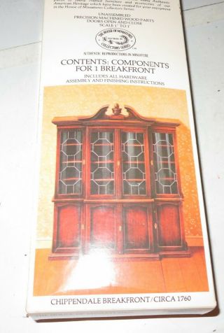 X - ACTO House Of Miniatures Chippendale Breakfront Kit 40048 Circa 1760 Started 4