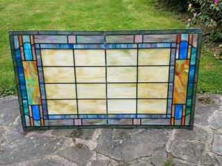Large Antique Stained Glass Church Window From The York City Area 32 " By 56 "