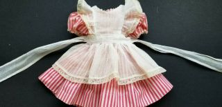 Vintage Factory Made {ideal} 1950,  S Pink Stripe Doll Dress & Pinnafore 18 " Doll