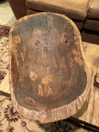 Antique - Primitive Hand Carved Wooden Dough Bowl Trencher