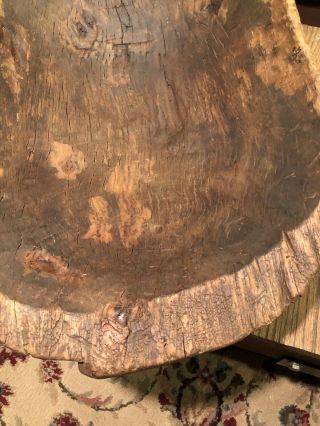 Antique - Primitive Hand Carved Wooden Dough Bowl Trencher 2