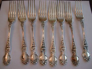Set Of 8 Sterling Dinner Forks In The Wallace " Violet Pattern C 1904