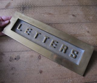 Old Large Solid Brass Letter Box Plate Spring Door Mail Slot Mailbox