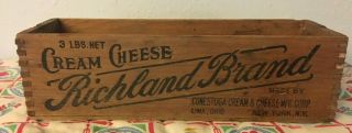 Antique Vintage Richland Conestoga Wooden Cheese Box Lima Ohio N.  Y.  3 Lb Crate