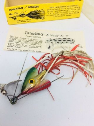 Vintage Fred Arbogast Hawaiian Wiggler Lure And Papers Minty