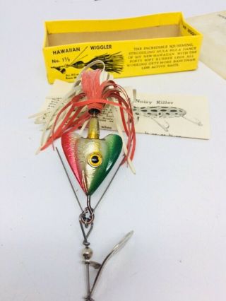Vintage Fred Arbogast Hawaiian Wiggler Lure and Papers MINTY 2