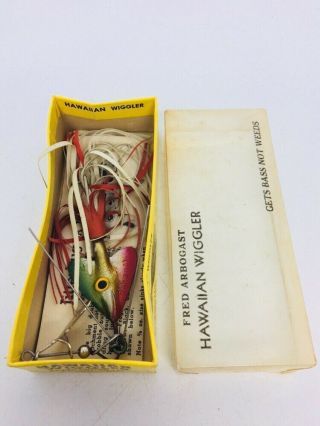 Vintage Fred Arbogast Hawaiian Wiggler Lure and Papers MINTY 3