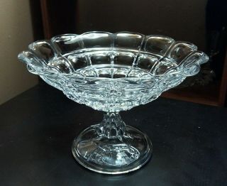 Antique 19c EAPG Early American Sandwich Flint Glass Footed Compote 6