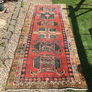 Vintage Turkish Style Wool Hand Woven Runner Long Rug 265x108cm Country House