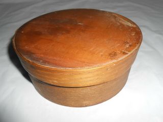 Antique Wooden Bentwood 6.  5 " Lidded Shaker Spice Pantry Firkin Box