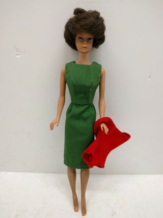 Barbie Vintage 1964 - 65 Brunette Bubblecut 850 Doll With Outfit And Swimsuit