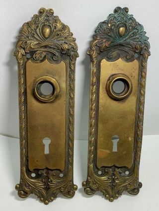 Bronze/brass Door Knob Backplates Pair Victorian Antique