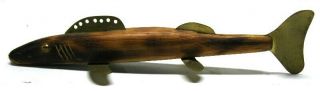 Very Cool Vintage Woodburned Pike Folk Art Fish Spearing Decoy Ice Fishing Lure