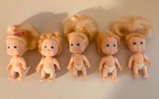 Vintage Tyco Quints Blonde Tiny 5 Baby Dolls Set 1990