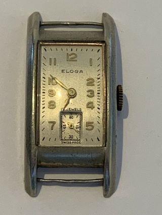 Art Deco Gents Eloga Vintage Tank Wrist Watch 15 Jewel Swiss 1930’s 2