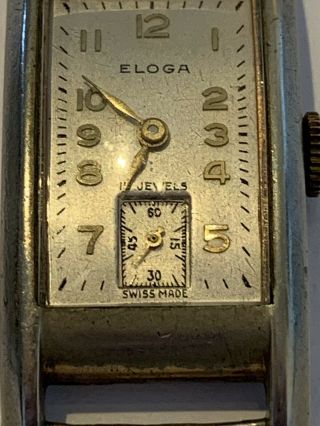 Art Deco Gents Eloga Vintage Tank Wrist Watch 15 Jewel Swiss 1930’s 3