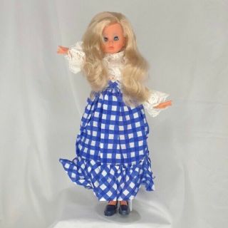 Vintage Italocremona Doll Corinne 1960s Furga Style Blonde Blue Dress