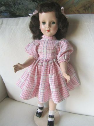 Vintg Walking Sweet Sue Doll - 18 " - Brunette - Pretty Vntg Outfit - Orig Shoes 1953