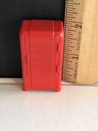 Marx Vintage Plastic Doll House Furniture Accessory Red Refrigerator