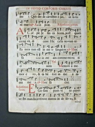Rare Decorative Gigantic Liturgical Leaf From A Gradual,  A,  Gregorian Chant,  1667
