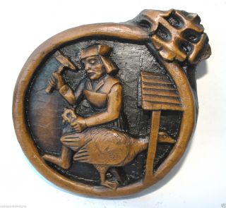 Unique Ornament Wall Plaque Medieval Carving Goose Blacksmith Church Giftware Uk