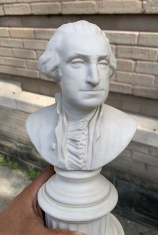 Large Antique 19th Century English Parian Bust Of George Washington