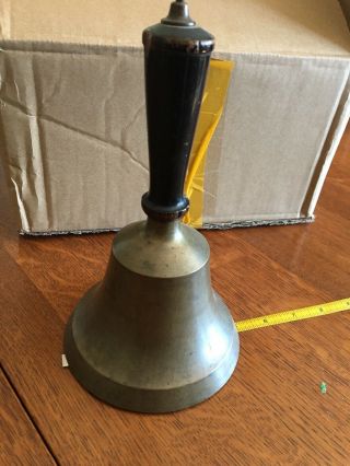 Vintage Antique Brass School Bell 5 Inch Diameter Teachers Bell 6”tall