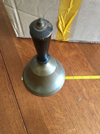 Vintage Antique Brass School Bell 5 Inch Diameter Teachers Bell 6”tall 2