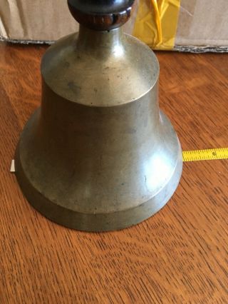 Vintage Antique Brass School Bell 5 Inch Diameter Teachers Bell 6”tall 3