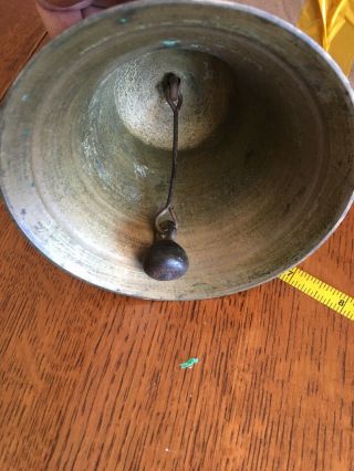 Vintage Antique Brass School Bell 5 Inch Diameter Teachers Bell 6”tall 4