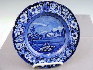 Antique Staffordshire Dark Blue Transfer 7 1/2 " Plate Chantry Suffolk Ca 1825