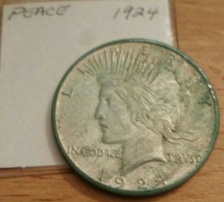 Vintage 1924 Peace Silver Dollar Antique Collectible Coin