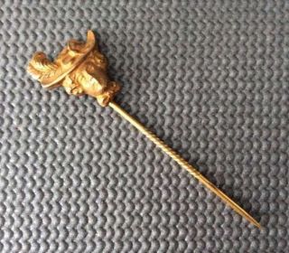 Antique Victorian Relief Of A Lady Wearing A Hat Gold Filled Stick Pin / Scarf