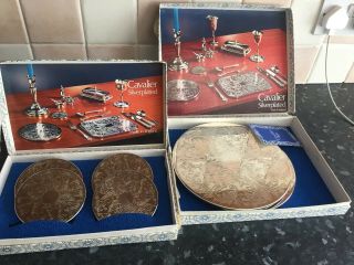 4 Cavalier Plate Silver Plated Coasters,  2 Place Mats