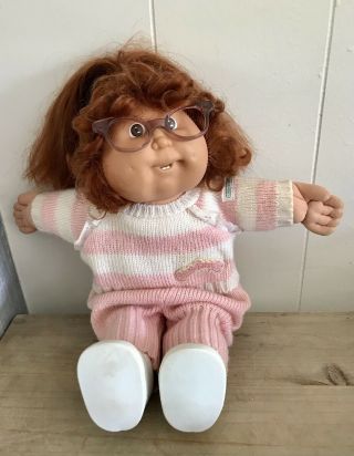 Cabbage Patch Doll 1982 & Outfit Full Size Red Hair,  Glasses Coleco Ec